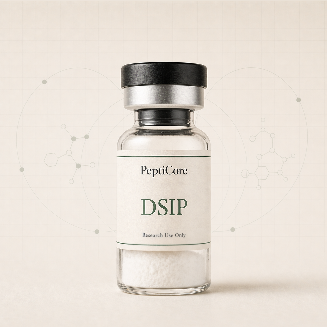 DSIP research-use peptide vial from PeptiCore
